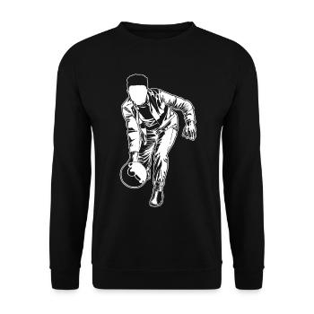 Bowling Zeichnung - Unisex Pullover - Schwarz - Vorne - Alina (178cm) & Michal (187cm)