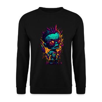 Bunter cooler Zombie - Unisex Pullover - Schwarz - Vorne - Alina (178cm) & Michal (187cm)