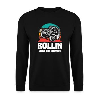 Jeeps Rollin avec The Homies - Sweat-shirt Unisexe - noir - Devant - Alina (178cm) & Michal (187cm)