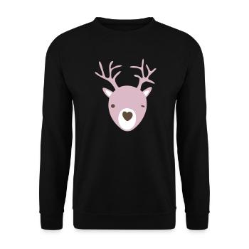 Rudolph bois coeur nez scandinave enfants cool - Sweat-shirt Unisexe - noir - Devant - Alina (178cm) & Michal (187cm)