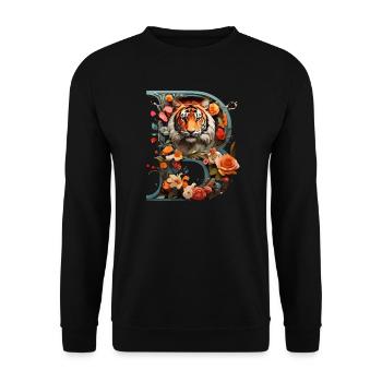 Tigre ardent et fleurs Illustration - Sweat-shirt Unisexe - noir - Devant - Alina (178cm) & Michal (187cm)