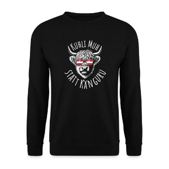 kuhli muh statt känguru mundart sprüche österreich - Unisex Pullover - Schwarz - Vorne - Alina (178cm) & Michal (187cm)