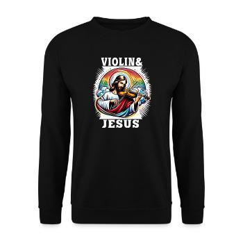 Conception musicale pour violon et Jésus Christ - Sweat-shirt Unisexe - noir - Devant - Alina (178cm) & Michal (187cm)