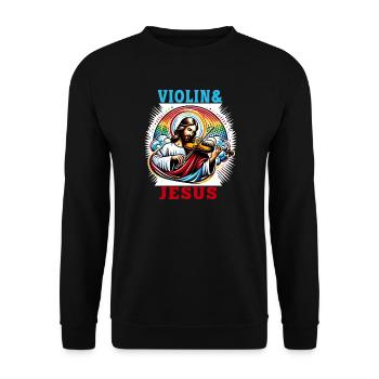 Conception musicale pour violon et Jésus Christ - Sweat-shirt Unisexe - noir - Devant - Alina (178cm) & Michal (187cm)