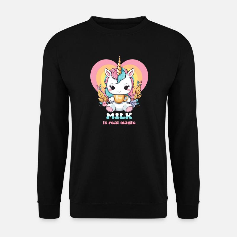 Süßes Milch Einhorn - Unisex Pullover - Schwarz