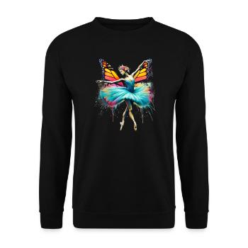 Ballerina with butterfly wings butterflies tutu - Unisex Sweatshirt - black - Front - Alina (178cm) & Michal (187cm)