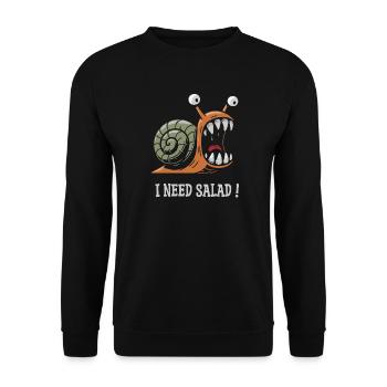 escargot , j'ai besoin de salade ! - Sweat-shirt Unisexe - noir - Devant - Alina (178cm) & Michal (187cm)