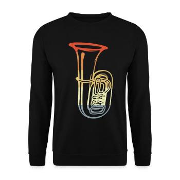 Vintage Tuba Zeichnung - Unisex Pullover - Schwarz - Vorne - Alina (178cm) & Michal (187cm)