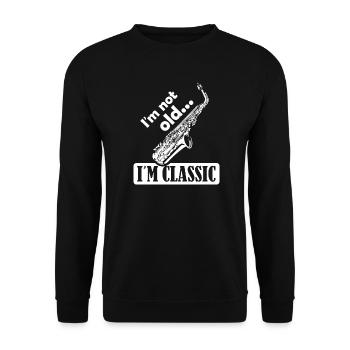 Saxophon klassische Musik Sprüche lustig Symbol - Unisex Pullover - Schwarz - Vorne - Alina (178cm) & Michal (187cm)