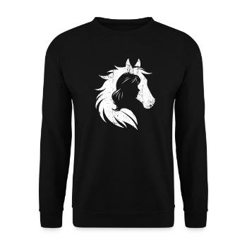 Mädchen Und Pferd Silhouette Porträt - Unisex Pullover - Schwarz - Vorne - Alina (178cm) & Michal (187cm)