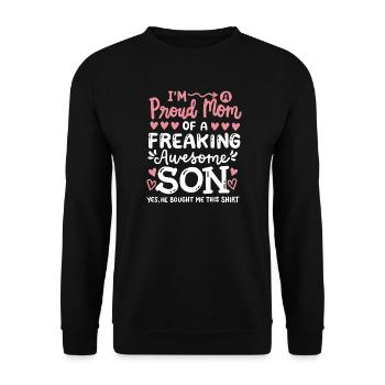 Stolze Mutter Sohn Muttertag - Unisex Pullover - Schwarz - Vorne - Alina (178cm) & Michal (187cm)