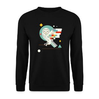 Geometric Owl – Modern Colorful Animal Illustration - Unisex Sweatshirt - black - Front - Alina (178cm) & Michal (187cm)