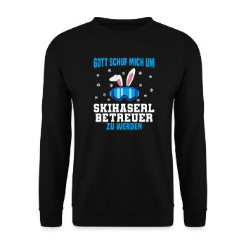 Skihaserl Betreuer Skifahren - Unisex Pullover - Schwarz - Vorne - Alina (178cm) & Michal (187cm)