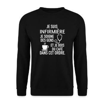 Cadeau humour infirmière - Sweat-shirt Unisexe - noir - Devant - Alina (178cm) & Michal (187cm)