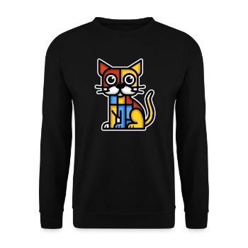 Buntes stilisiertes Bild eines Hundes - Unisex Pullover - Schwarz - Vorne - Alina (178cm) & Michal (187cm)