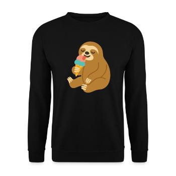 Paresseux heureux avec glace – Motif d’ambiance estivale - Sweat-shirt Unisexe - noir - Devant - Alina (178cm) & Michal (187cm)