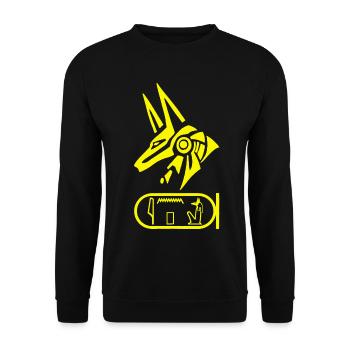 Egyptian god Anubis (yellow) - Unisex Sweatshirt - black - Front - Alina (178cm) & Michal (187cm)