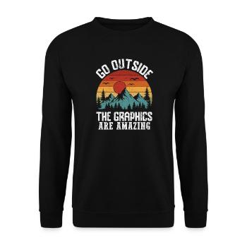 Mountains - Go Outside, The Graphics Are Amazing - Unisex Sweatshirt - black - Front - Alina (178cm) & Michal (187cm)