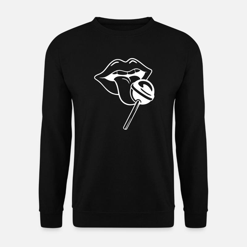 Verspielte Lollipop Lippenillustration - Unisex Pullover - Schwarz