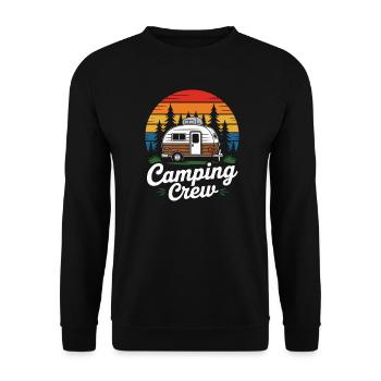 Retro Camping Crew Wohnwagen - Unisex Pullover - Schwarz - Vorne - Alina (178cm) & Michal (187cm)