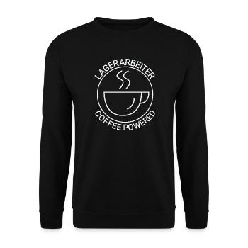 Lagerarbeiter Coffee Powered - Unisex Pullover - Schwarz - Vorne - Alina (178cm) & Michal (187cm)