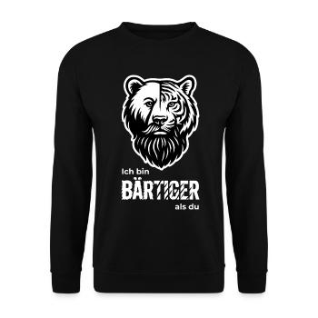BEARDED Bear & Tiger Beard Pun - Unisex Sweatshirt - black - Front - Alina (178cm) & Michal (187cm)