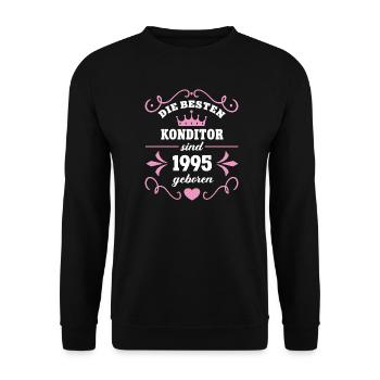 Anniversaire 1995 Confiseur Vintage 95 Chef pâtissier - Sweat-shirt Unisexe - noir - Devant - Alina (178cm) & Michal (187cm)