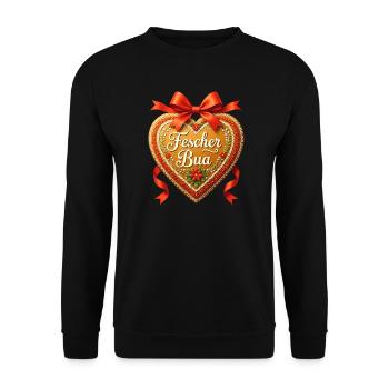 Fescher Bua Lebkuchenherz Bayern Volksfest Tracht - Unisex Sweatshirt - black - Front - Alina (178cm) & Michal (187cm)