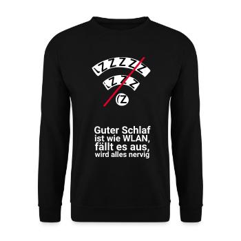 Schlaf wie WLAN: Ausfall nervt - Unisex Pullover - Schwarz - Vorne - Alina (178cm) & Michal (187cm)