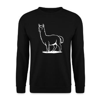 Alpaca T-shirt Gift - Unisex Sweatshirt - black - Front - Alina (178cm) & Michal (187cm)