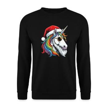 Santa Unicorn Xmas Magic Christmas - Unisex Sweatshirt - black - Front - Alina (178cm) & Michal (187cm)