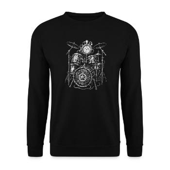 Batterie steampunk vintage rythmique - Sweat-shirt Unisexe - noir - Devant - Alina (178cm) & Michal (187cm)