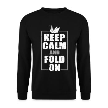 Origami Keep Calm And Fold On - Unisex Sweatshirt - black - Front - Alina (178cm) & Michal (187cm)
