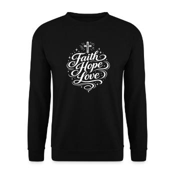 Glaube Hoffnung Liebe Christlich - Unisex Pullover - Schwarz - Vorne - Alina (178cm) & Michal (187cm)