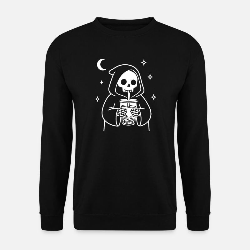 Sensenmann mit Bubble-Eye Tea - Unisex Pullover - Schwarz