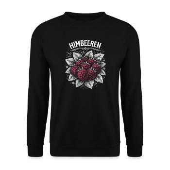 Raspberries Illustration Pink Print - Unisex Sweatshirt - black - Front - Alina (178cm) & Michal (187cm)