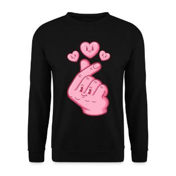 Kpop Koreanische Musik Niedliche Finger Herz Liebe Anime - Unisex Pullover - Schwarz - Vorne - Alina (178cm) & Michal (187cm)