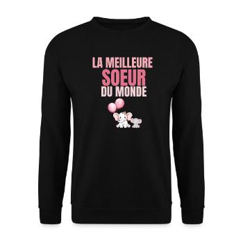 Die beste Schwester in der rosa Welt - Unisex Pullover - Schwarz - Vorne - Alina (178cm) & Michal (187cm)