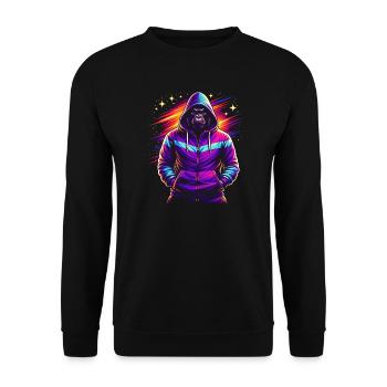 Style rétro des années 80 néon Gorilla - Sweat-shirt Unisexe - noir - Devant - Alina (178cm) & Michal (187cm)