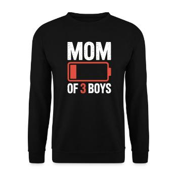 Mutter von 3 Jungen, Batterie leer - Unisex Pullover - Schwarz - Vorne - Alina (178cm) & Michal (187cm)