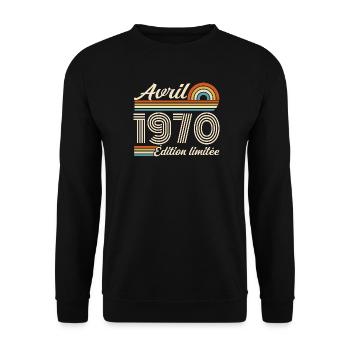  Avril 1970 anniversaire rétro 1970 April 1970 - Sweat-shirt Unisexe - noir - Devant - Alina (178cm) & Michal (187cm)