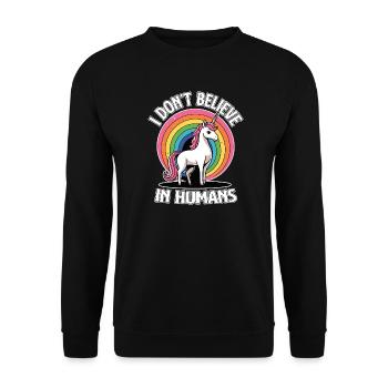 Unicorn Rainbow Je ne crois pas aux humains - Sweat-shirt Unisexe - noir - Devant - Alina (178cm) & Michal (187cm)