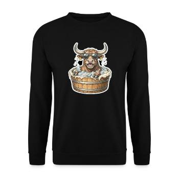 Eisbaden Bulle Stier Kuh - Unisex Sweatshirt - black - Front - Alina (178cm) & Michal (187cm)