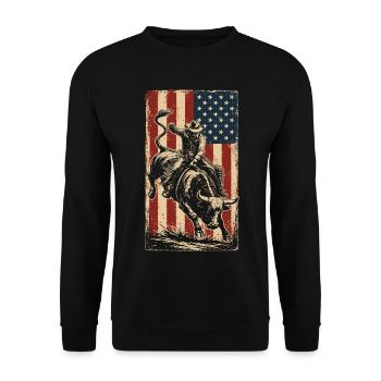 Rodéo, Cow-boy, Western, Taureau, Taureau, Drapeau des États-Unis - Sweat-shirt Unisexe - noir - Devant - Alina (178cm) & Michal (187cm)
