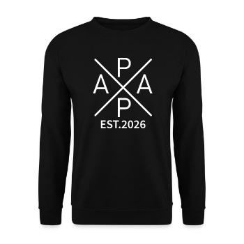 Papa Est 2026 – Stolzer Vater seit 2026 - Unisex Pullover - Schwarz - Vorne - Alina (178cm) & Michal (187cm)