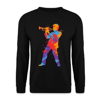Trompete bunt Trompetenspieler Kinder Trompeter - Unisex Pullover - Schwarz - Vorne - Alina (178cm) & Michal (187cm)