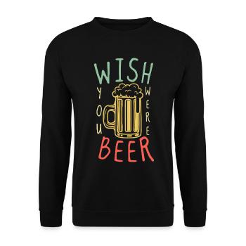 Bier wünschte, du wärst es – lustiges Bierwortspiel - Unisex Pullover - Schwarz - Vorne - Alina (178cm) & Michal (187cm)