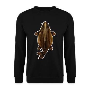 Golden Carp Top View – Clean Fishing Design - Unisex Sweatshirt - black - Front - Alina (178cm) & Michal (187cm)