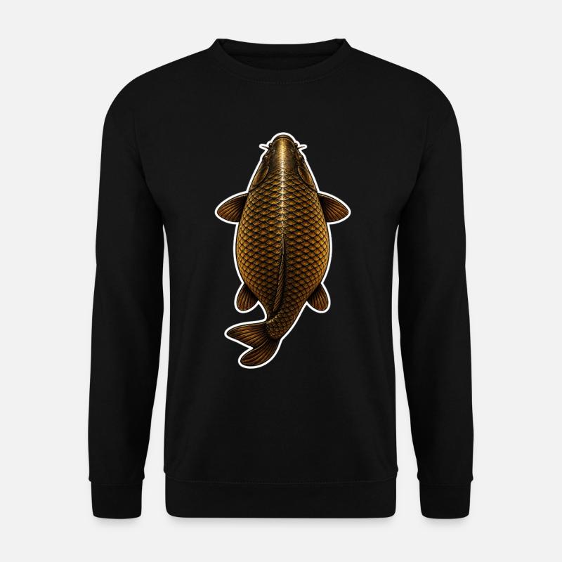 Goldener Karpfen-Top-Blick – Sauberes Angeldesign - Unisex Pullover - Schwarz