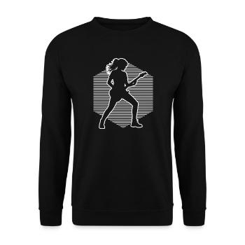 Idée cadeau pour le guitariste avec guitare - Sweat-shirt Unisexe - noir - Devant - Alina (178cm) & Michal (187cm)